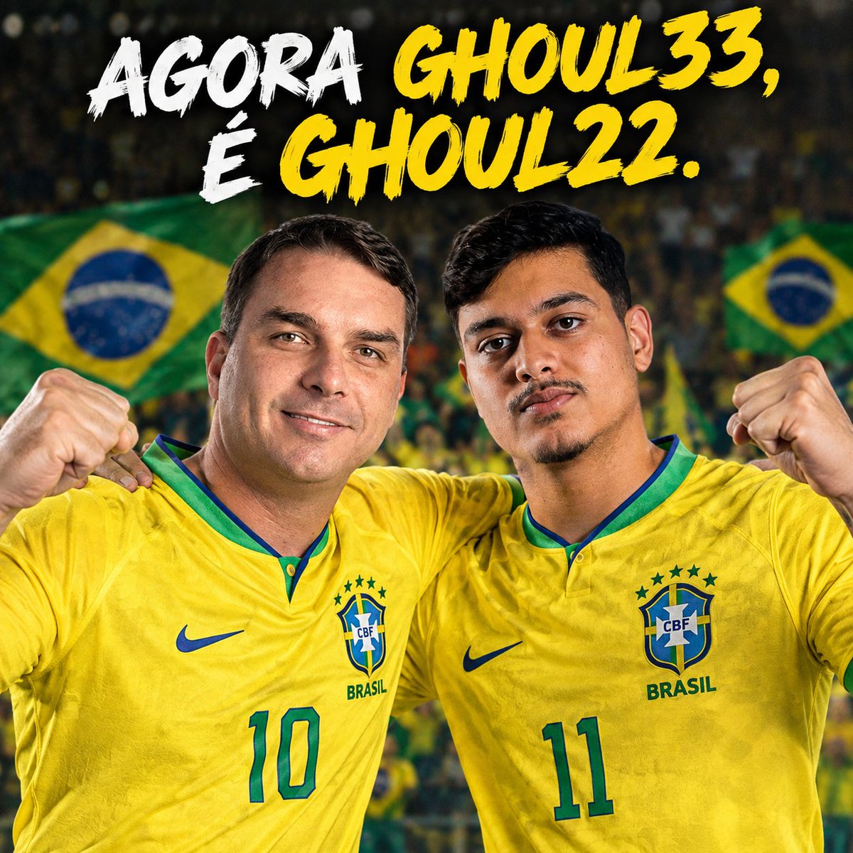 bida33_'s tweet photo. URGENTE! ⚠️ 🇧🇷 
COMO CAMPANHA DE APOIO AO PRESIDENTE FLAVIO BOLSONARO, GHOUL33 ANUNCIA:
''GHOUL33, AGORA É GHOUL22. PRA CIMA CAPITÃO!'' https://t.co/DLSykHT667