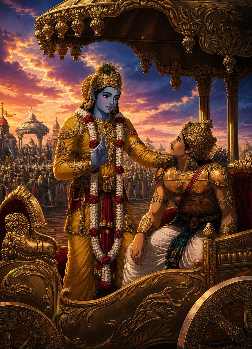 GitaShlokas's tweet photo. “As ignorant people perform their duties with attachment to the results, O scion of Bharat, so should the wise act without attachment, for the sake of leading people on the right path.”

BG 3.25 https://t.co/mTm3QYRSvN