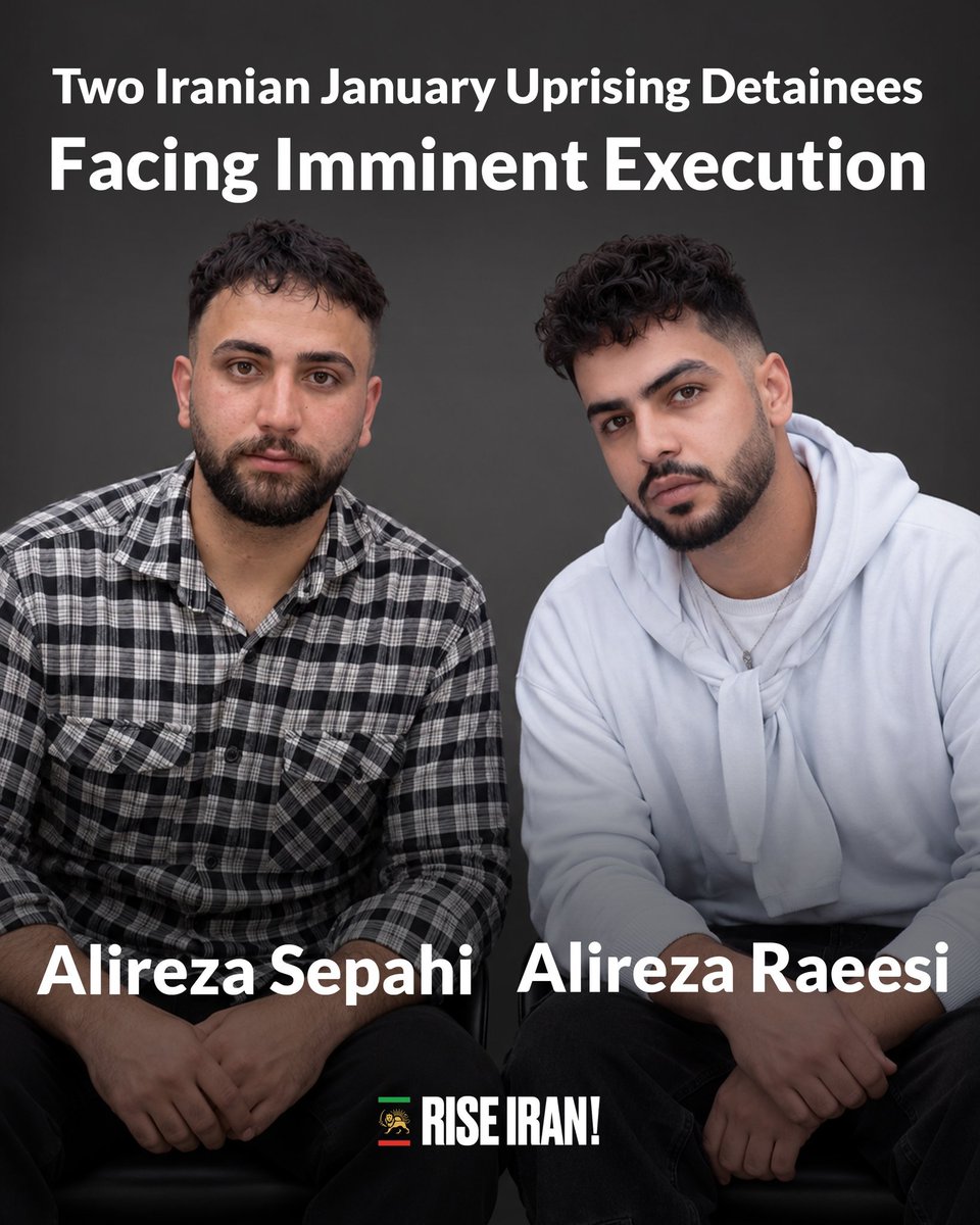 shahrvandepare's tweet photo. 🚨 Don’t stop talking about Iran!

URGENT: Alireza Raisi and Alireza Sepahi are at imminent risk of execution. Reports indicate that both may face execution as early as October 5.
They are alive. There is still time to act.
Say their names. Be their voice. Stop the executions.
#AlirezaSepahi
#AlirezaRaeesi
#StopExecutionsInIran