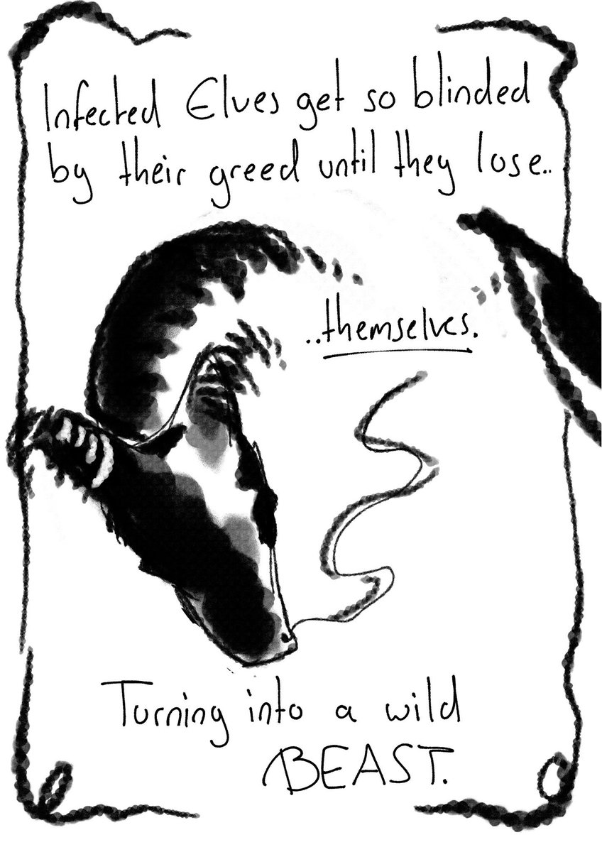 Elf_pixels's tweet photo. Last semester I had the module epic europe, I researched about the dragon sickness and liked it so much that I wanted to insert it into my own story! My version isn‘t about the hoard/gold like in tolkiens version! You can get it by being greedy for power, hate, jealousy etc #Oc https://t.co/nP44Zgd9pi