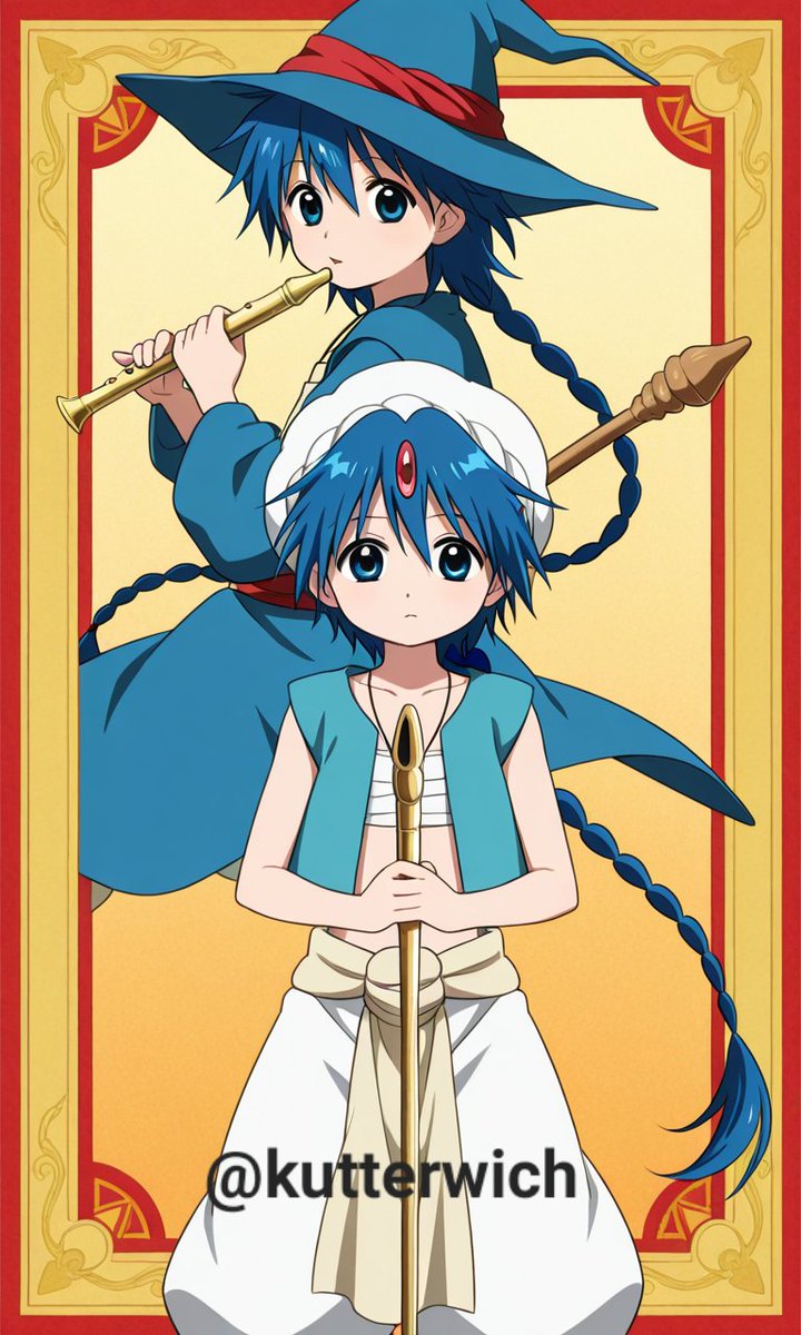 Kutterwich's tweet photo. My first AI. Well.. I tried hahahaha 😅💙
#マギ #アラジン #Magi #Aladdin https://t.co/tzxrUgcJPY