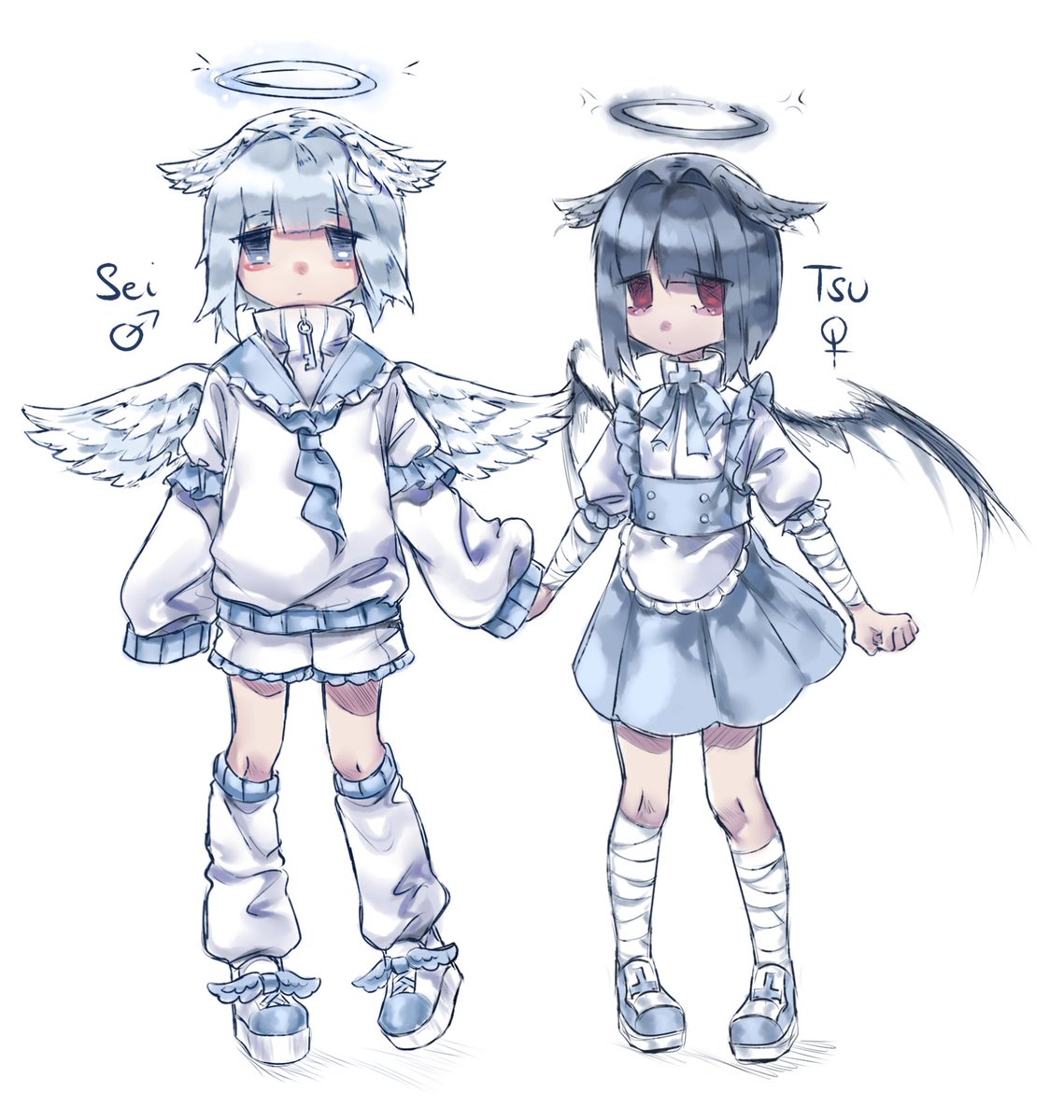 AirissRita's tweet photo. My ocs Sei &amp; Tsu in cutesy, tenshi kaiwai style ^^ 

✨Looking for artmoots!✨

#artmoots #art #digital #artist #angel https://t.co/VJvoCaRveM