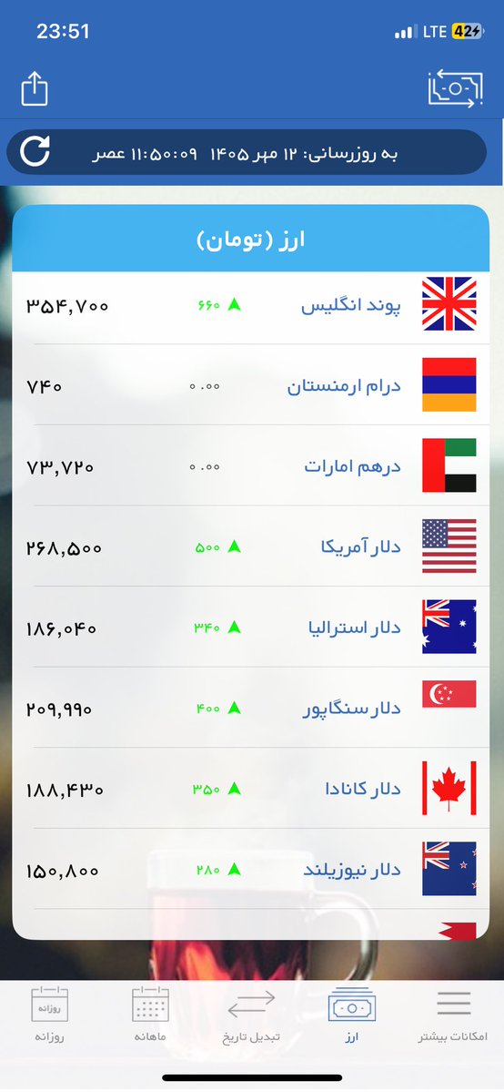 S92Sl's tweet photo. قیمت طلاو سکه و دلار و...
بماند به یادگار...
1405/07/11 https://t.co/RkXVpBthGH