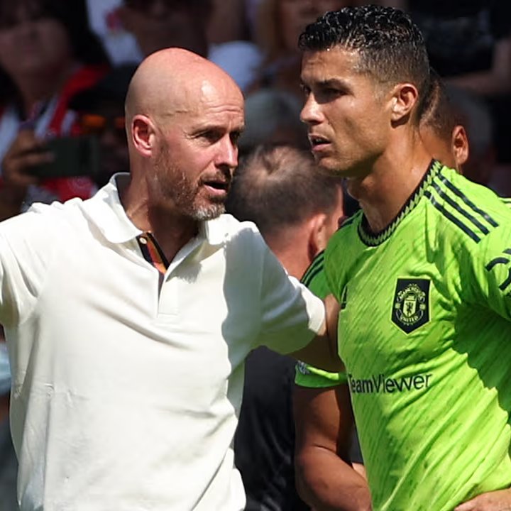 TouchlineX's tweet photo. 🚨🗣️ 𝗡𝗘𝗪: Fred reveals the reasons why Ten Hag took Cristiano Ronaldo out of Manchester United:  

"Cristiano was playing well, scoring goals, and then Ten Hag arrived."

"Ten Hag wanted the whole team to run and since Ronaldo was older, the rest of players had to RUN FOR HIM, but it seemed normal to me... Not to him."

"Because of that, Ten Hag left Ronaldo out of the team. After a match vs. Fulham they told us that Cristiano was leaving." 

"When we landed and turned off airplane mode, the club's press people saw the interview with Piers Morgan where he criticized the club and they all went crazy..."

"It was a CHAOS, they wouldn't stop running from one side of the plane to the other. It was a MADNESS-"