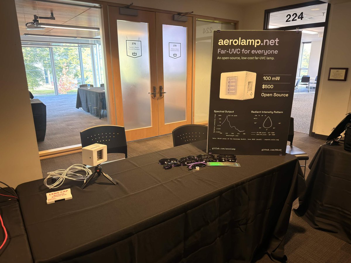 aerolamp's tweet photo. IUVA folks — come say hi! Also, @vivian_belenky is on at 9:40 am Monday in room 307 (topic: Illuminate: From Research Prototype to Interactive GUV Design Platform). @drethelin is talking on Wed. in the McInnes Room at 9:40 about Aerolamp: An Open-Source, Low-Cost Far-UVC Platform for Researchers and Communities.