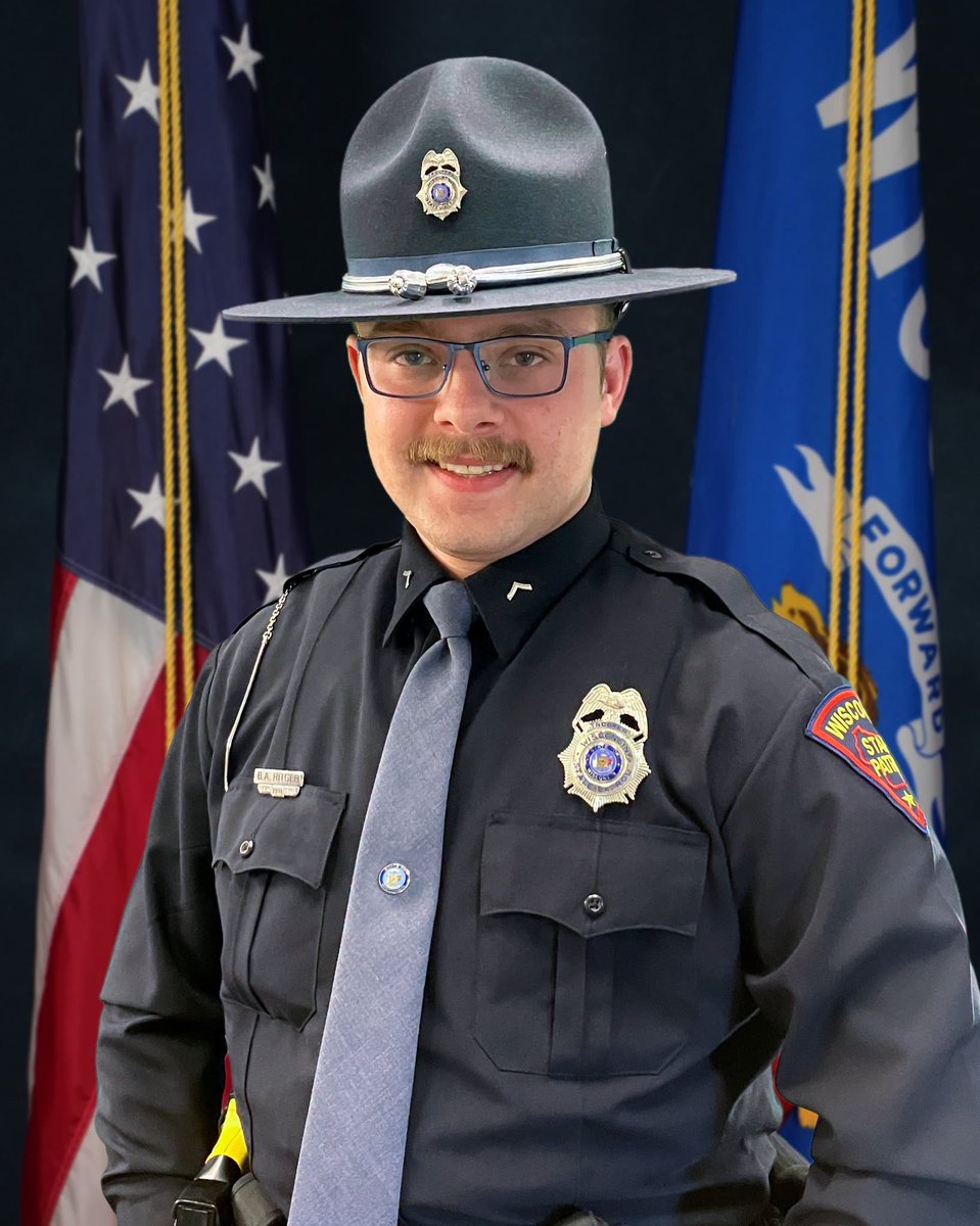IndStatePolice's tweet photo. The Indiana State Police extends its deepest condolences to the family, friends, and colleagues of Wisconsin State Patrol Trooper Bradley Ritger.

Rest easy brother… we’ll take the watch from here. https://t.co/GKiCYSirs4
