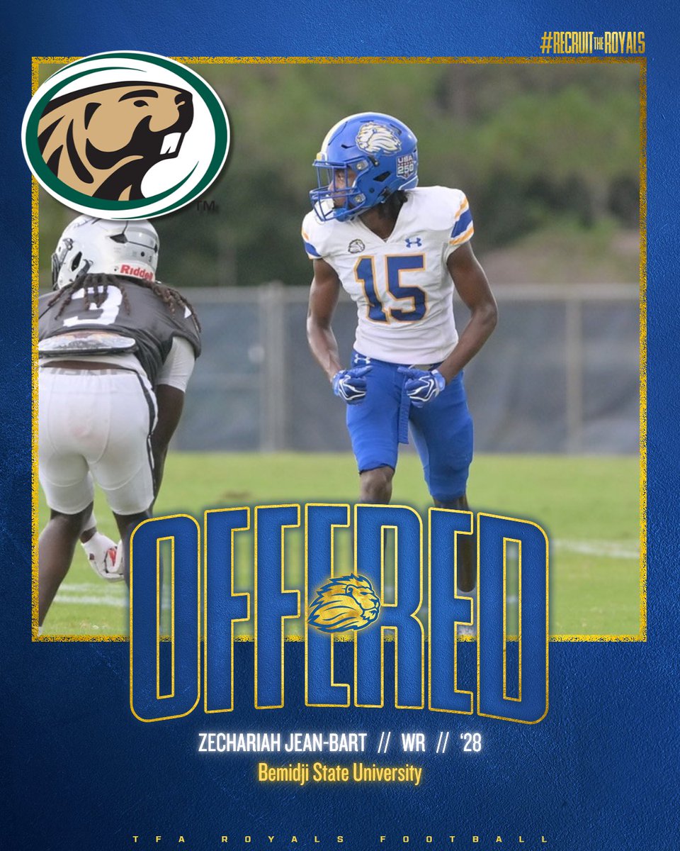Royals__FB's tweet photo. ๐จOFFER ALERT๐จ
WR @ZechJB2028 has been offered by @BSUBeaversFB ๐ฆซ
#B4B
#PTBD https://t.co/7zbGQe7d13