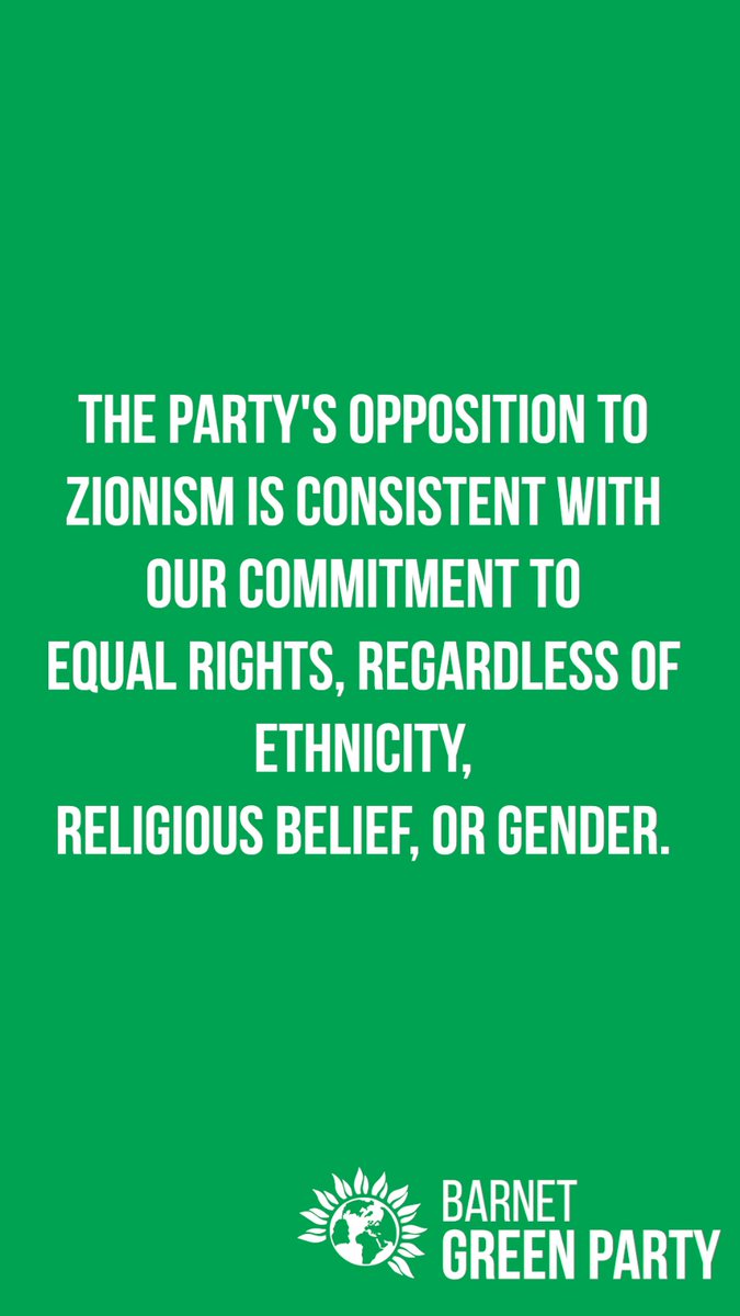 BarnetGreens's tweet photo. Statement on the motion "Zionism is Racism": (1/4)

#Barnet #GreenParty #GreenPartyConference https://t.co/nPHlS1pt6x