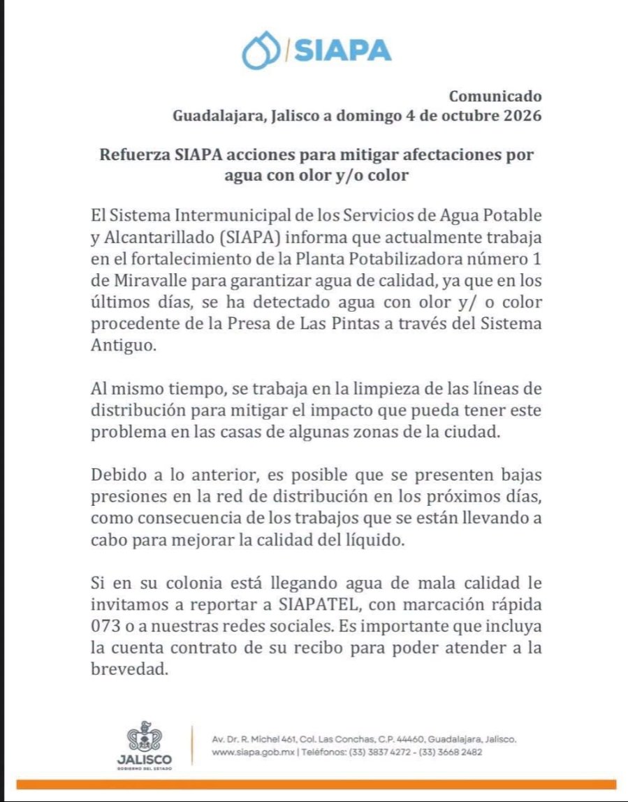 marcatextos's tweet photo. El @siapagdl ya ni la burla perdona...
Dice que "en los últimos días se ha detectado agua con olor y/o color", cuando lleva... ¡9 meses! de estar enviando así, agua apestosa, a las casas de la metrópoli.
Tantita vergüenza y respeto a la familias. https://t.co/d9JsJ0xqvt