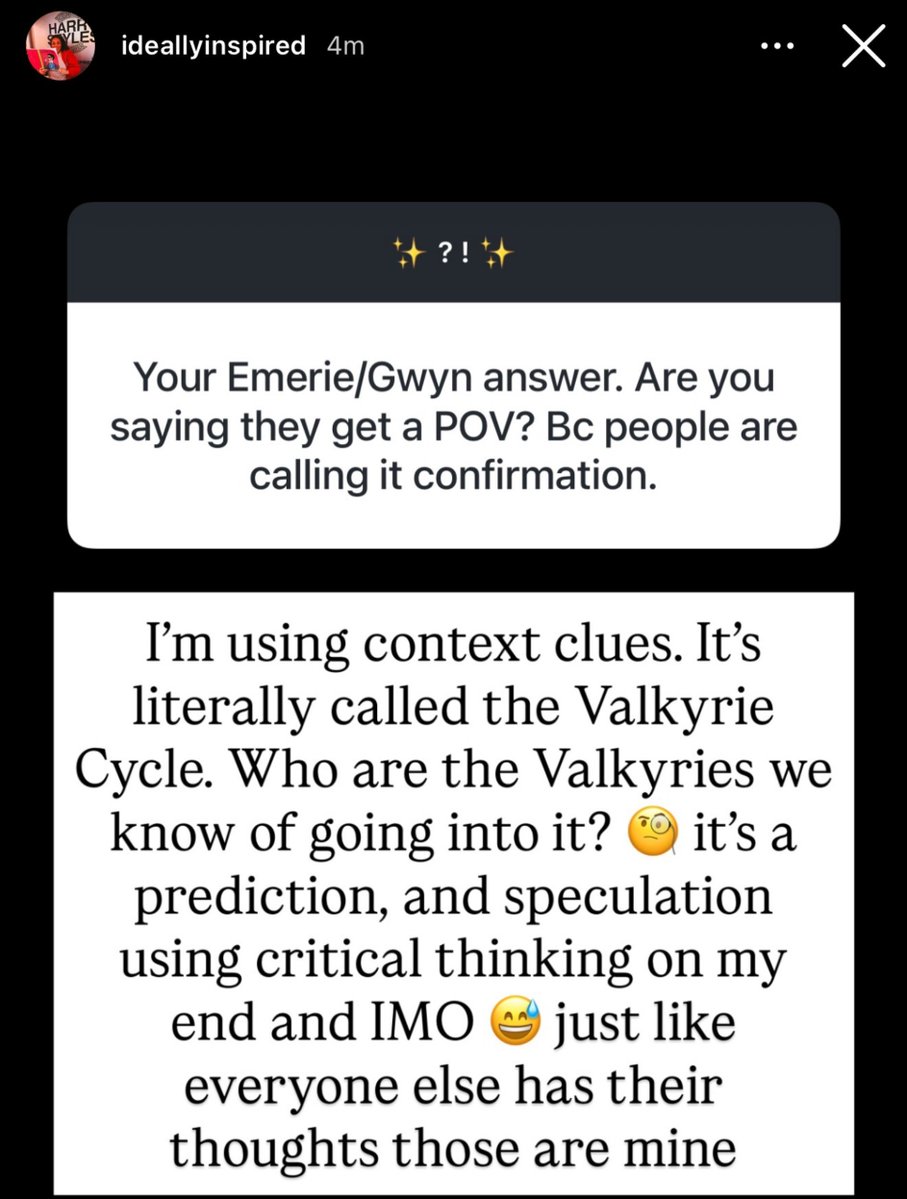 bookdragon_z's tweet photo. So either she knows but can't confirm it, or she doesn't know but she's using her brain and saying a VALKYRIE CYCLE will have Gwyn and Emerie povs. 
Works for me either way✨️ https://t.co/raO0EolR0l