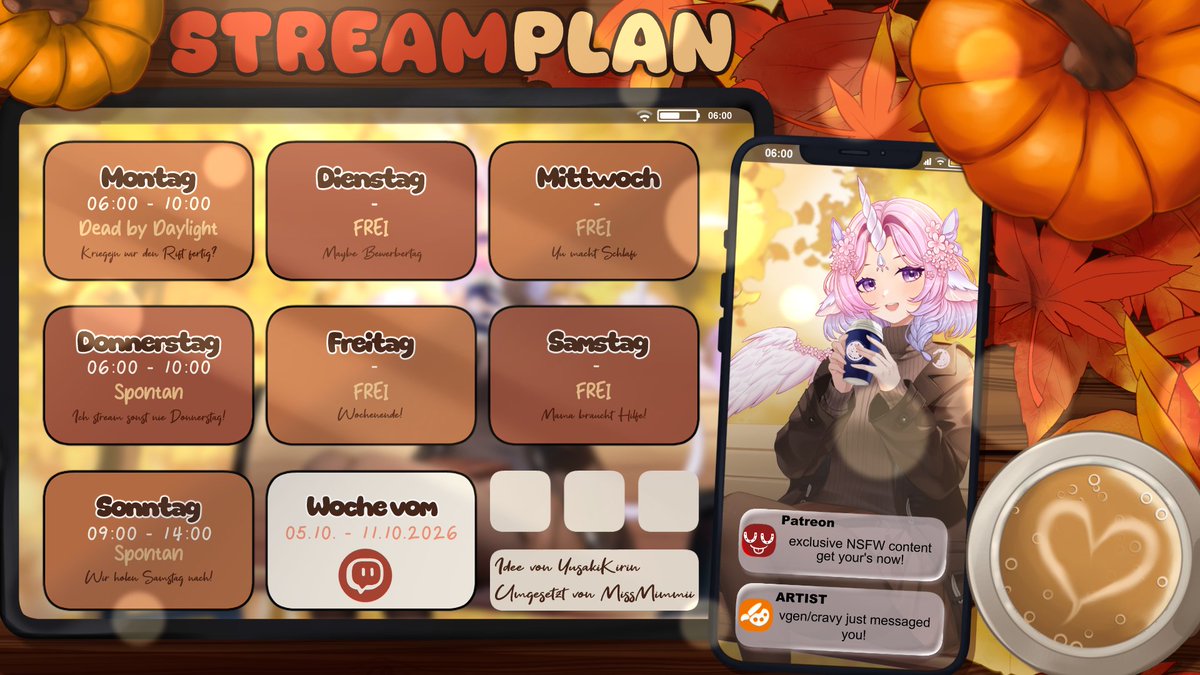 YusakiKirin's tweet photo. Nächste Woche gibts leider auch nur 3 Streams & auch die können spontan ausfallen oder sich ändern. 

Ich warte auf die Info, dass ich an einem Bewerbertag teilnehmen darf... das kann theoretisch jeden Tag passieren. Zum anderen helfe ich Samstag meiner Mum - weshalb es da auch keinen Stream geben wird. Behaltet also Discord im Auge!

Außerdem LOOK AT THE GREAT NEW STREAMINGPLAN!!! Idee by me - Umsetzung bei @MissMimmii !!!