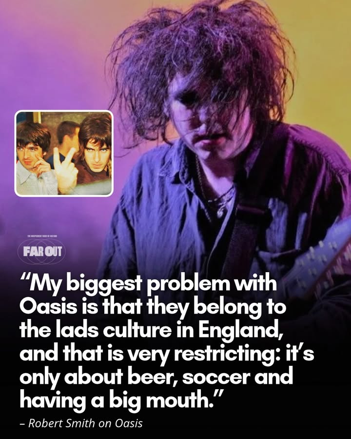 FarOutMag's tweet photo. Robert Smith didn't hold back when it came to Oasis: "I dislike most of their songs" 💥👇  Link in bio 🔗 https://t.co/mdWLLHBEHi