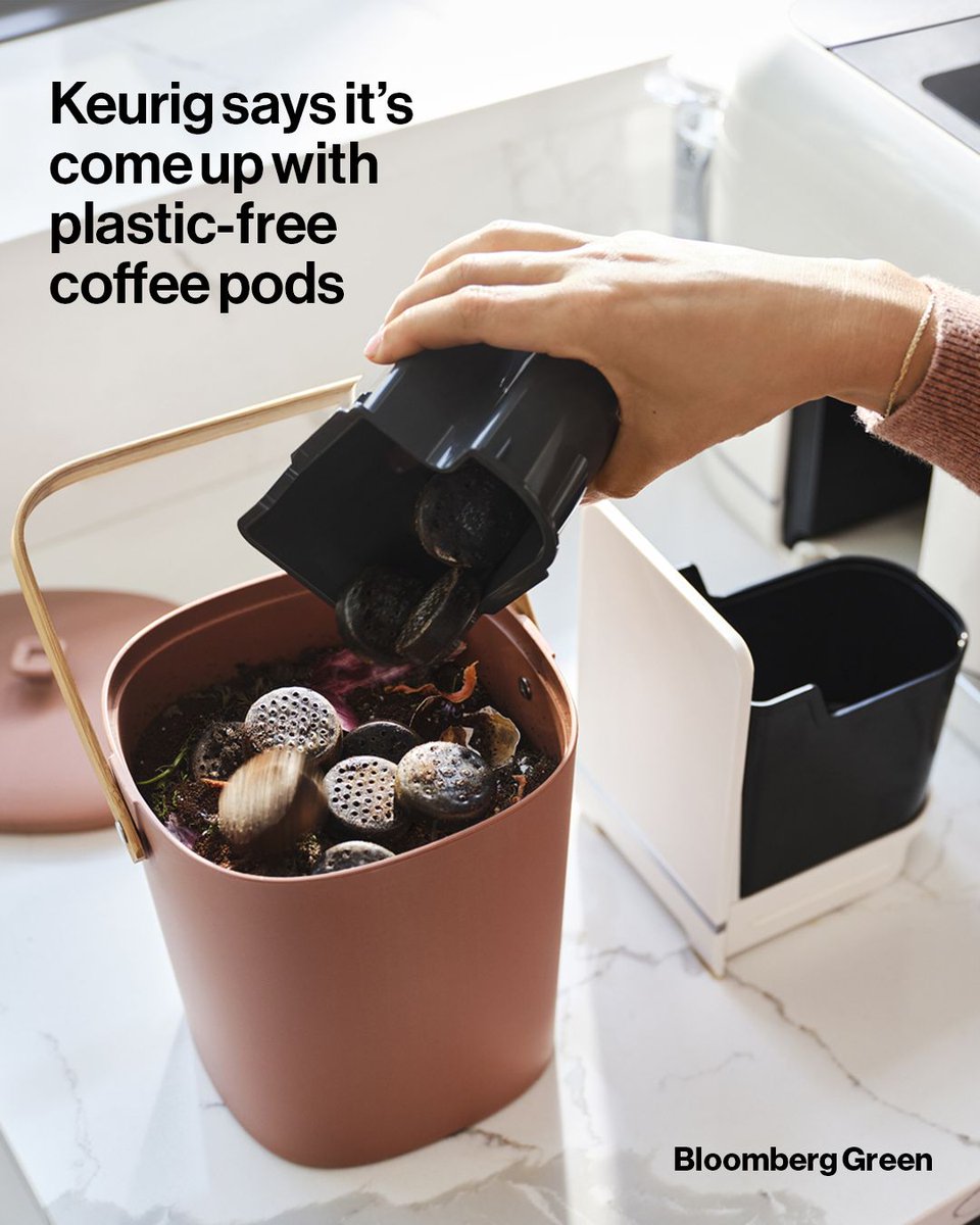 climate's tweet photo. Coffee-pod makers have spent years trying to find a design that doesn’t leave a crumpled piece of plastic or aluminum with every brewed cup. Keurig, one of the world’s biggest makers of coffee pods, has launched a new way of brewing coffee it says will slash waste. Read more: https://t.co/8SDD3sHhrd

📷: Keurig