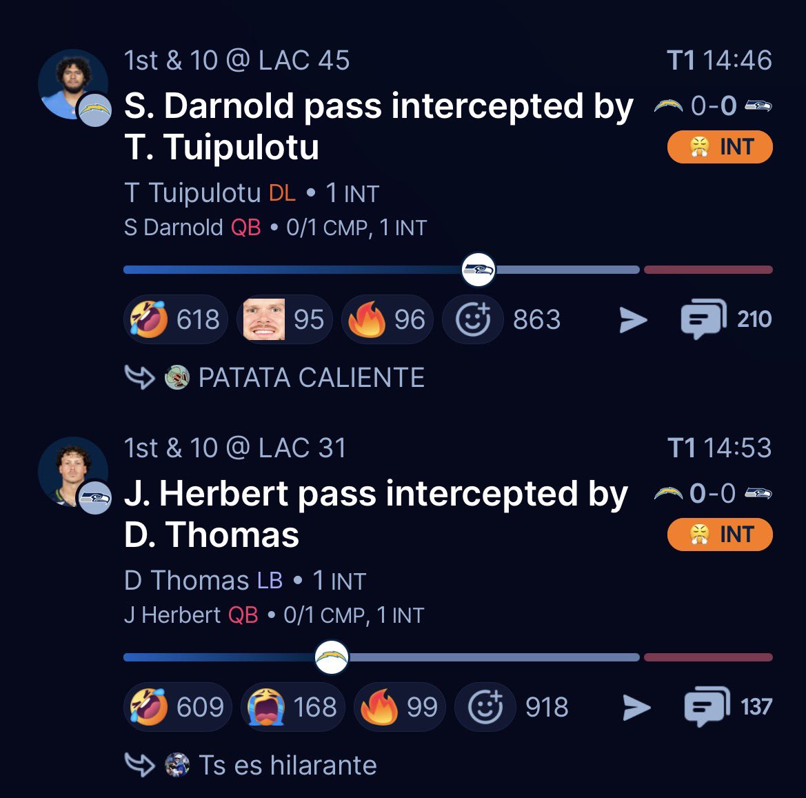 GameOoFThrows's tweet photo. Juego de retrasados mentales al parecer, qué pedo con Herbert y Darnold JAJAJAJA https://t.co/rPoUMtmbbS