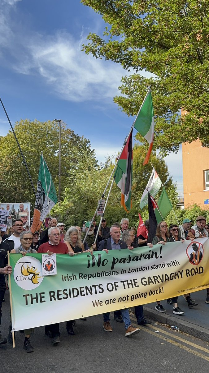 DeclanKearneySF's tweet photo. Proud to speak at the huge rally to mark the 90th anniversary of the battle of Cable Street in London today.

My message was clear: 

The fascists did not pass on Cable Street in 1936.

And the Orange Order will not pass on Garvaghy Road.

No going back…No Pasarán! 🇮🇪✊🏽 https://t.co/xGlZU0FCxY