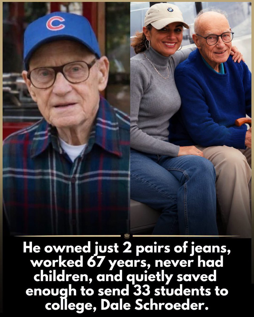 JBMAGA03's tweet photo. Dale Schroeder worked 67 years as an Iowa carpenter. Never married. No kids. Two pairs of jeans. An old truck.

When he died in 2005, he left nearly $3 million and one instruction: send small-town kids to college.

33 strangers got full rides. No loans. No debt. They call themselves Dale’s Kids.

No press tour. No foundation named after himself while he was alive. Just a man who lived small and gave big.

That’s the America we used to celebrate. 🇺🇸