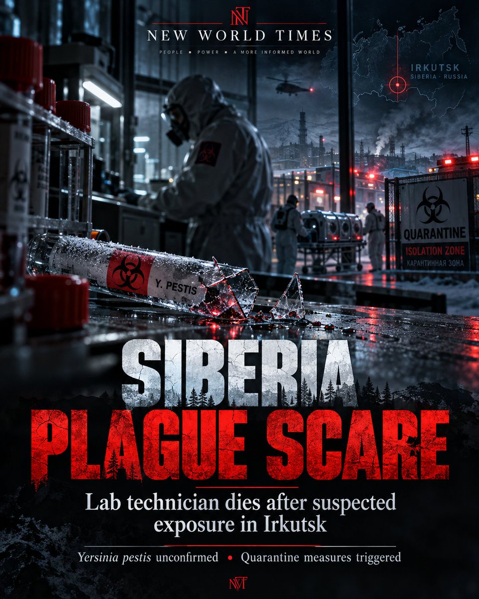realnwtimes's tweet photo. SIBERIA PLAGUE SCARE — IRKUTSK, RUSSIA: Lab technician Darya Shipilova died on October 2 amid reports of a suspected Yersinia pestis exposure at the Irkutsk Anti-Plague Institute.

Multiple hospitals imposed quarantine restrictions, with nearly 200 contacts reportedly placed under medical observation.

Russian health officials say investigators found no laboratory accident or work-related pathogen, classifying her illness as pneumonia of unknown cause.

The containment measures are real. The suspected pneumonic plague infection remains unconfirmed.