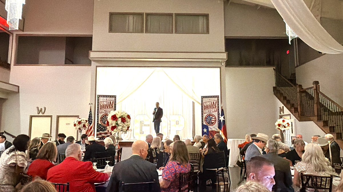 brianeharrison's tweet photo. Fantastic time emceeing the @EllisCountyGOP fundraiser last night and welcoming back our next Attorney General @mayes_middleton, @SenatorBobHall, and soon to be Court of Criminal Appeals Judge @smithfortx to HD-10!

It's because of the grassroots patriots in Ellis County- and all across our state- that we will keep Texas red at every level!