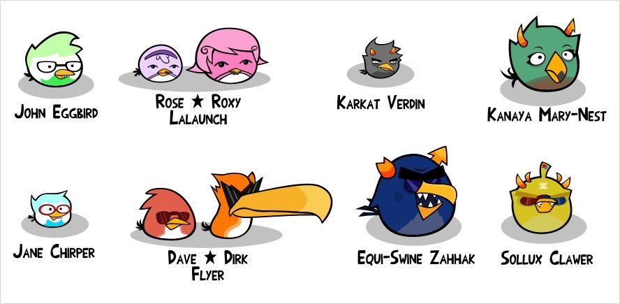 ChocMilkDrinker's tweet photo. all of these birds have stupid pun names btw #homestuck https://t.co/zsNRtV3YUd