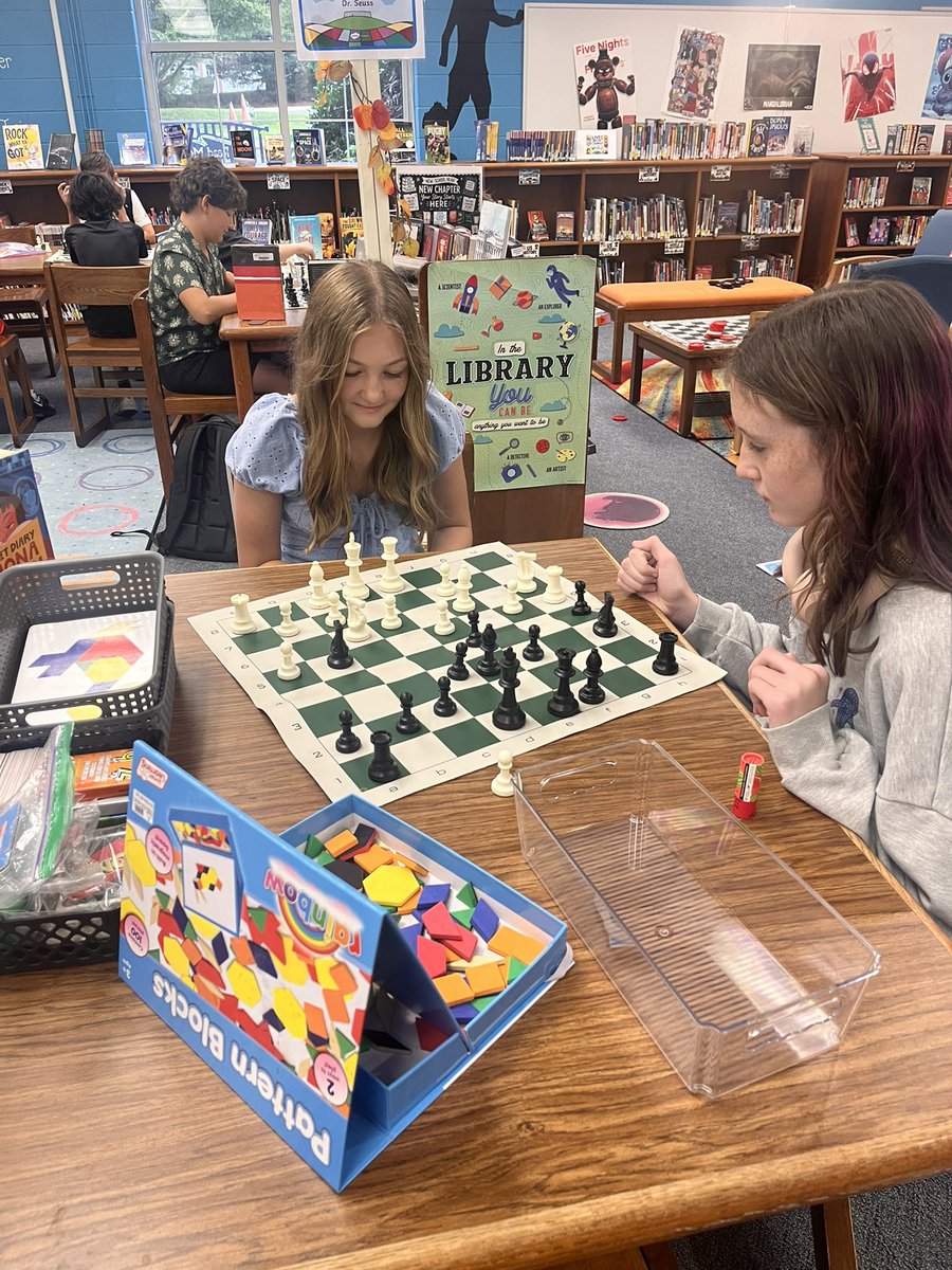 LibraryRmms's tweet photo. ♟️🔎📚 There’s always something happening in the RMMS Library! Chess Club, Spooky Stations, personalized book matches, and Makerspace fun inspired by Flush—learning, creating, exploring, connecting &amp; having FUN! 💙 #MakingLearningFun https://t.co/tZFIV0eakK