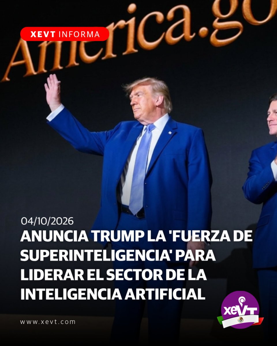 xevtfm's tweet photo. #XevtInforma 🔴Trump crea la 'Fuerza de Superinteligencia' para coordinar el desarrollo de IA en EE. UU.

Donald Trump oficializó la creación de la "Fuerza de Superinteligencia", un nuevo organismo gubernamental destinado a coordinar y potenciar el desarrollo de la Inteligencia Artificial en Estados Unidos.

Esta nueva fuerza, dirigida por altos funcionarios de inteligencia y comercio, tendrá la misión de garantizar que el país mantenga el liderazgo tecnológico a nivel mundial mediante la colaboración entre el Gobierno Federal y el sector privado. El organismo reportará de manera directa al mandatario estadounidense.
