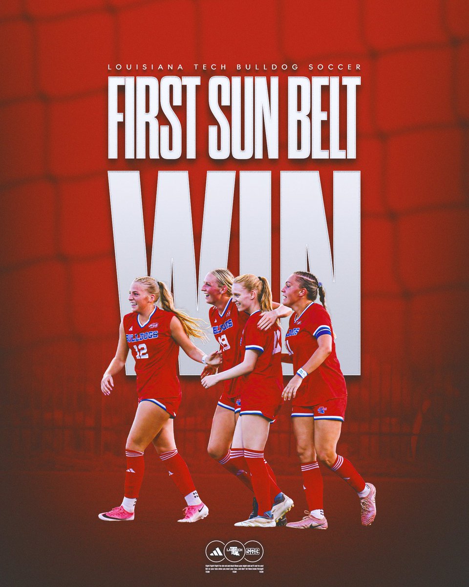 LATechSOC's tweet photo. First Sun Belt win.

First home win of the season.

Bulldogs take the lead in the Radiance Technologies I-20 Showdown. 

First hat trick since 2019. 

What a day. 

#HBTD | #BarkLouder https://t.co/SdHs0j30ns