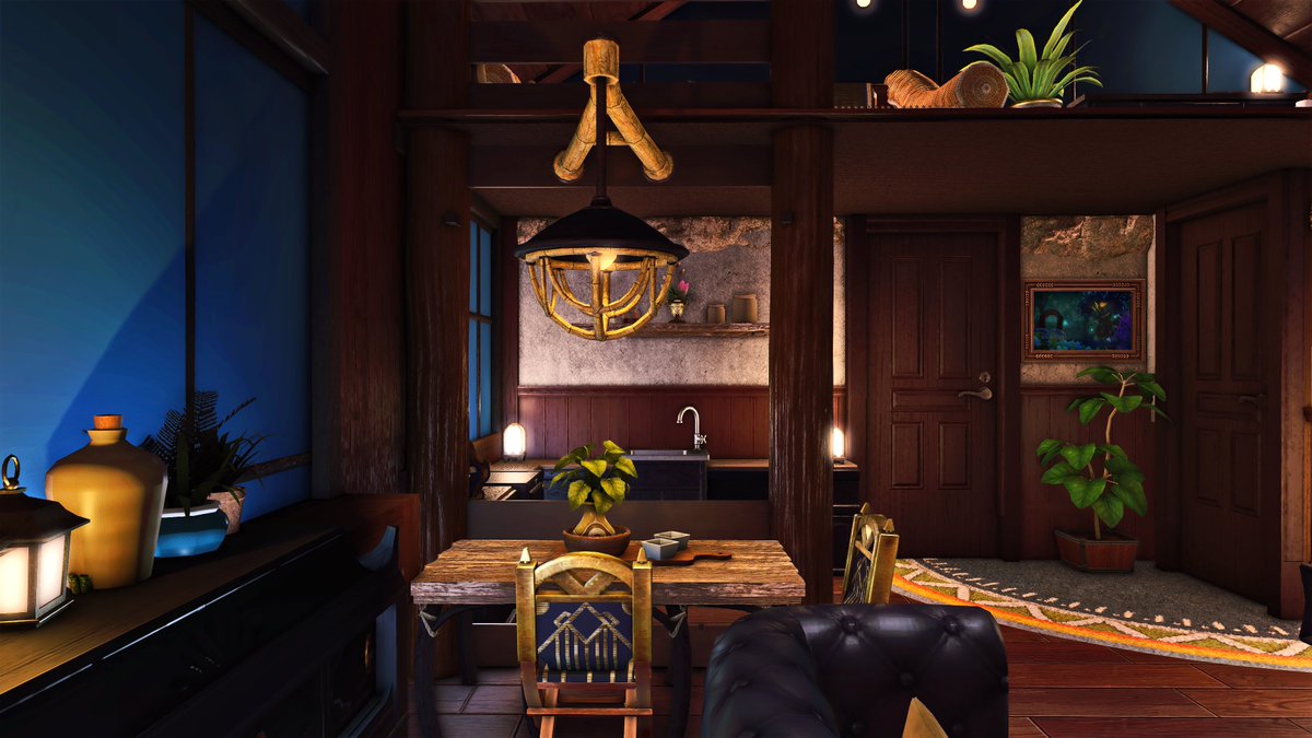 SKDXIV's tweet photo. 【NORTHENLIGHT】🌌 

A warm, little cozy cabin against the colorful icy aurora of the night. 

 #FF14ハウジング #FF14Housing https://t.co/EunJPxr9TU