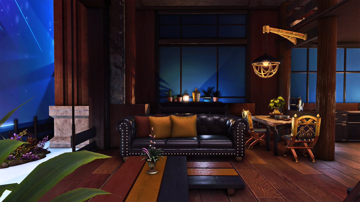 SKDXIV's tweet photo. 【NORTHENLIGHT】🌌 

A warm, little cozy cabin against the colorful icy aurora of the night. 

 #FF14ハウジング #FF14Housing https://t.co/EunJPxr9TU