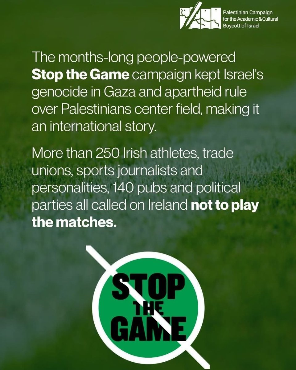 Sport4Palestine's tweet photo. When the FAI &amp; Irish football face the survivors of Israeli genocide. Playing Israel in the 2026 UEFA Nations B League will be seen for what it was entitled, selfish and morally wrong. Terrible indictment of Irish football #banisraelfromfifa @UEFA @FIFAcom @FAIreland https://t.co/6kKsjdv41h