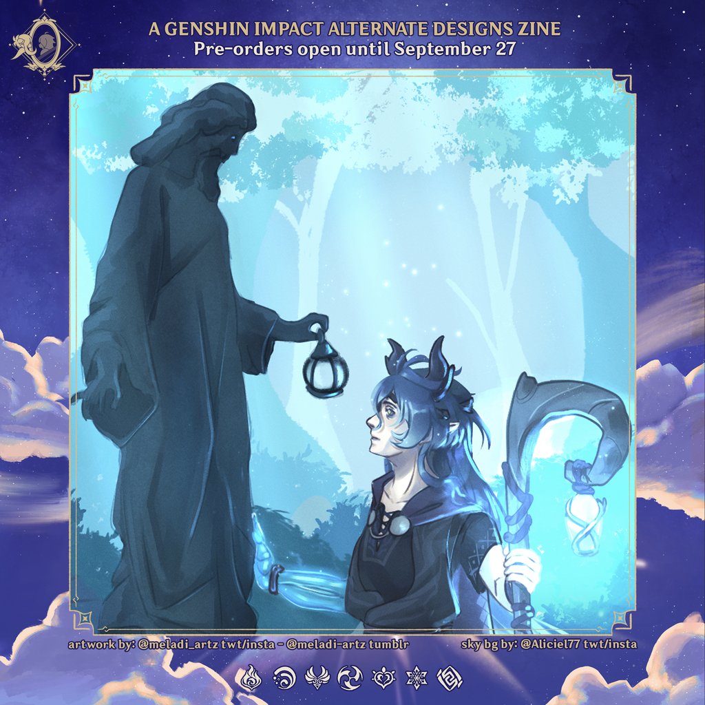 Meladi_artz's tweet photo. In the moonlight's glow, a little one stumbles upon what could only be a fae admiring a statue among the dead. What could he be thinking?

Check out the @genshinaltzine! Only one week of preorders left!

#flins https://t.co/PPGNMJtUbx