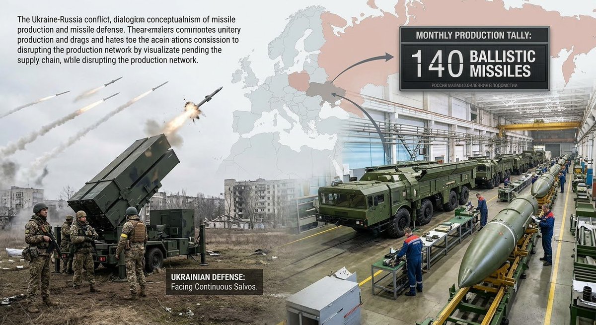 DiamondNews001's tweet photo. 🇺🇦🇷🇺 This is why missile production matters so much.

According to Zelensky, Russia is producing up to 140 ballistic missiles every month, giving Moscow the ability to keep replenishing its arsenal.

Ukraine therefore has a much bigger problem than simply intercepting incoming missiles.

The real question is whether its allies will help disrupt the production network behind them.