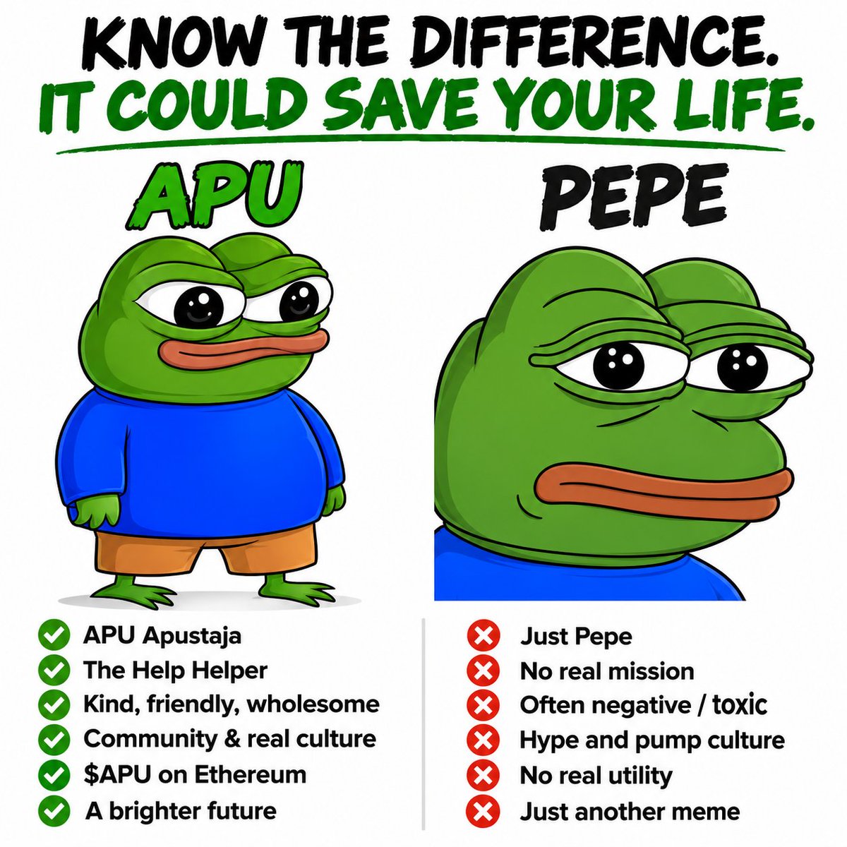 whowhathow5's tweet photo. $APU vs PEPE https://t.co/NrHKO9ZbWX