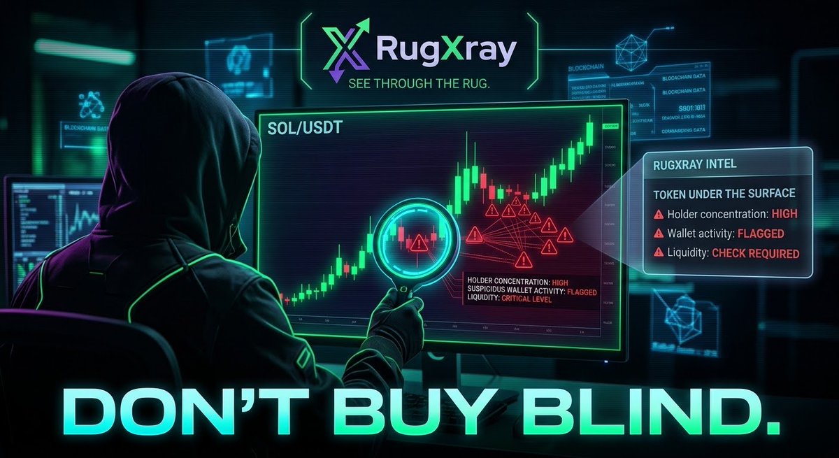 d_e_sam's tweet photo. A chart can tell you a token is pumping.

It can't tell you who controls the supply, what the developer is doing, or whether the liquidity is dangerous.

Before you buy a Solana token, look beneath the chart.

That’s what @RugXray_ is built for. 🧵🔎 https://t.co/MQmk0JAAkD