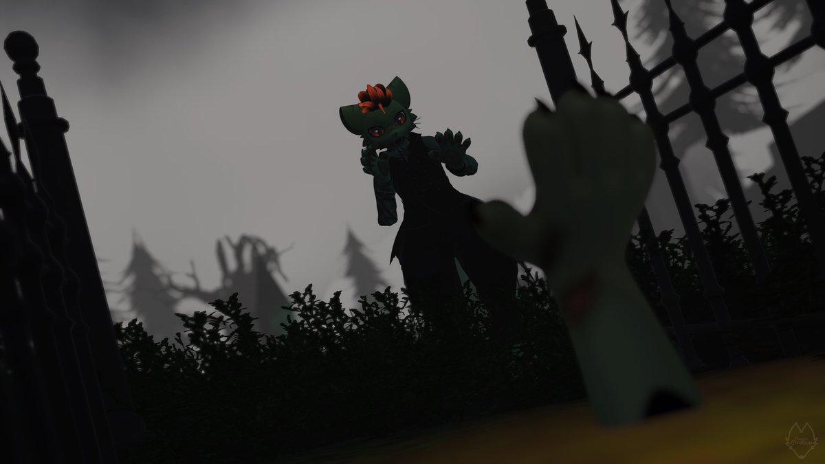 KieranCatto's tweet photo. Caught someone lurking around my grave… might as well keep them!~

#halloween #spooky #vampire #zombie #vrchatfurry #vrchat #furry https://t.co/qJxRouUwRT