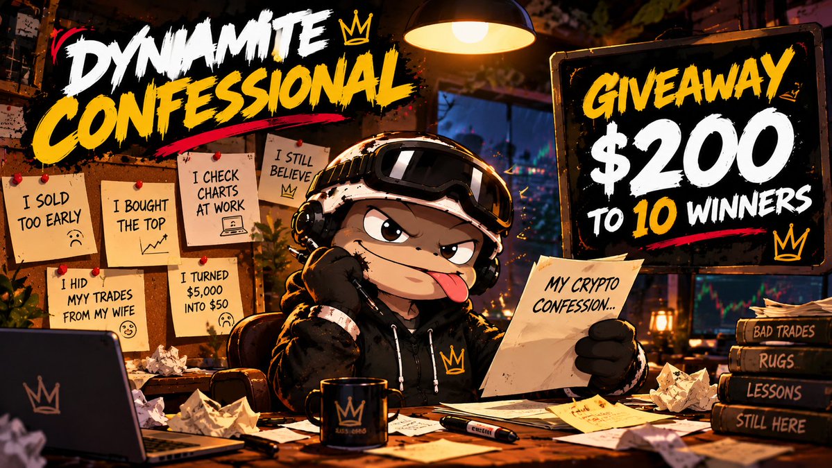 DynamiteonRH's tweet photo. DID SOMEONE SAY BACK-TO-BACK CONTESTS?

We just crossed $500K market cap, so we're celebrating with another giveaway!

Last time we picked 5 winners. This time we're doubling it!

THE DYNAMITE CONFESSIONAL

No judgment zone here. We've all done some stupid things in crypto, and now it's time to confess.

Tell us your funniest, wildest, or most embarrassing crypto confession. Have fun with it but be professional :)

How to enter:

1. Follow us.

2. Like and repost this post.

3. Drop your confession in the comments.

10 WINNERS. $20 EACH. $200 TOTAL.

We'll pick the 10 best confessions.

Winners will be announced tomorrow around 7 PM EST!!

Don't be shy. We've all got a story to tell.

Thank you to everyone supporting DYNAMITE. This community is just getting started!

-The DYNAMITE Team