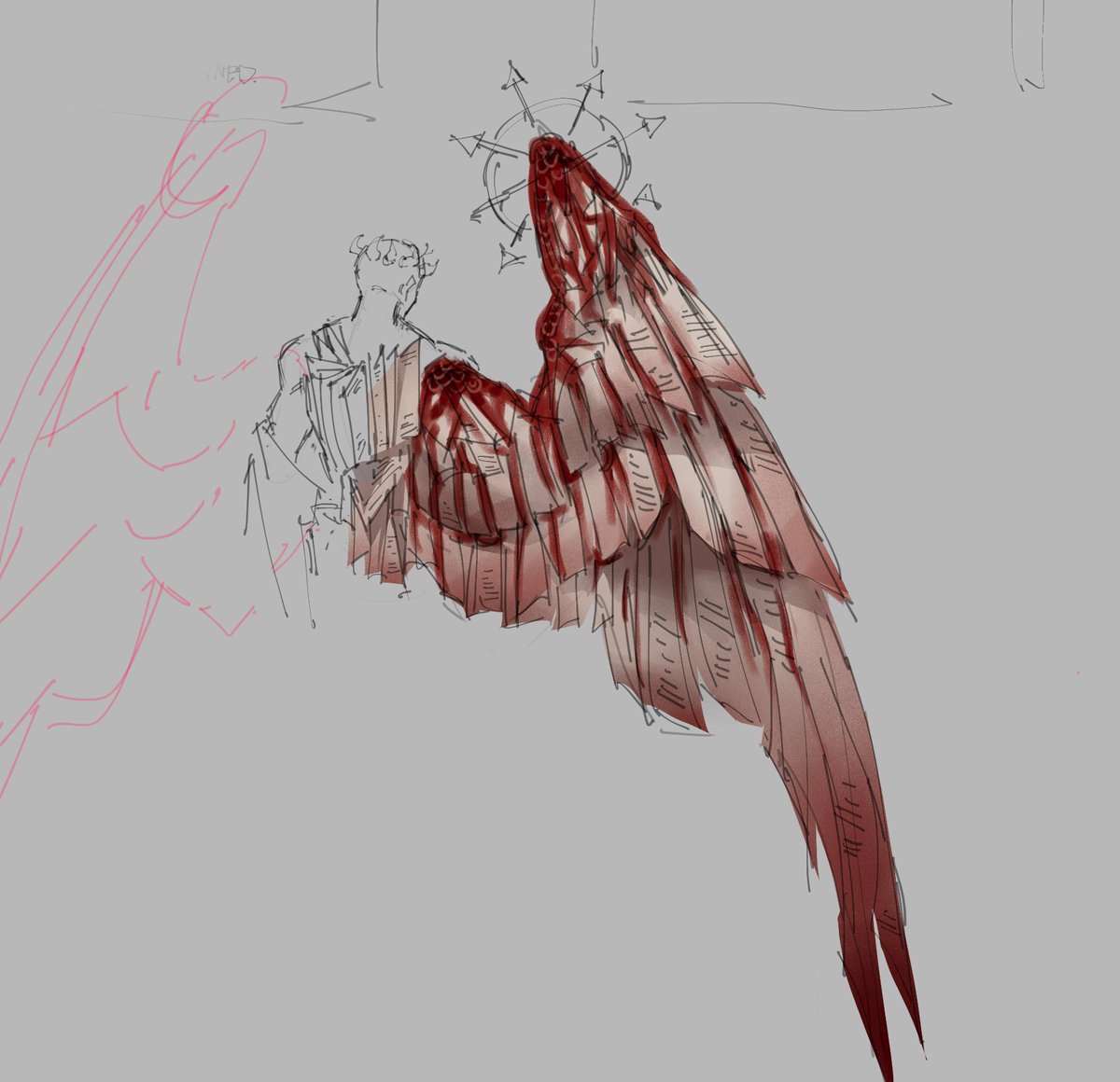 ceph5i's tweet photo. was thinking about how lorgar's wings could be made up of discarded oaths of moment and wax seals from the imperium https://t.co/DtEDd6V5tb
