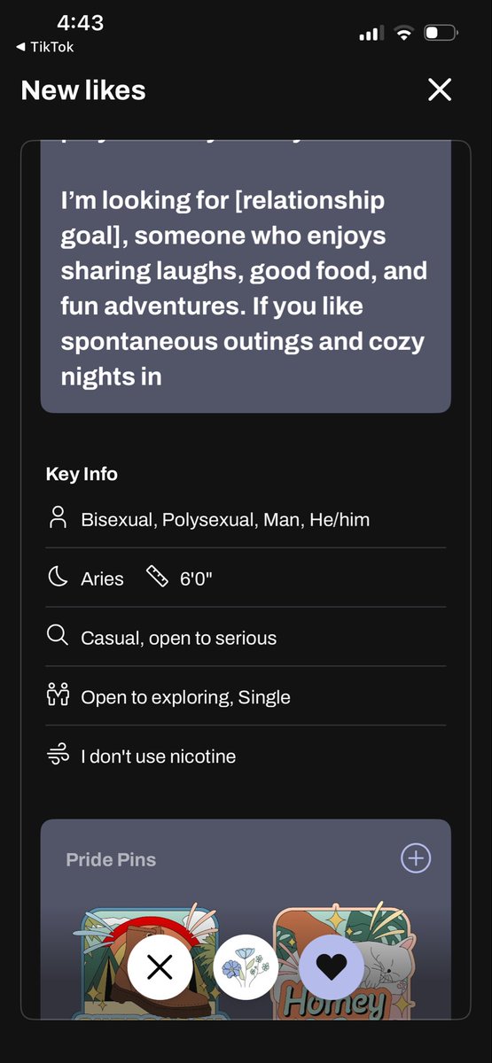 12goat28's tweet photo. So not only is a man on HER, a sapphic app btw, but he liked me when in my bio it clearly states I’m a lesbian. I’m gonna jump off a cliff https://t.co/H1vVSvMmJl