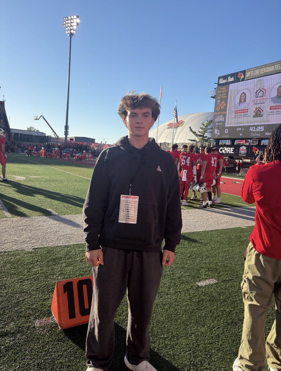 AnthonyBal6847's tweet photo. Had a great time at Illinois State yesterday! Thank you for having me out! @RedbirdFB @GlenbardSouthFB @PrepRedzoneIL @EDGYTIM @scottybscout https://t.co/PphpxtWBv3