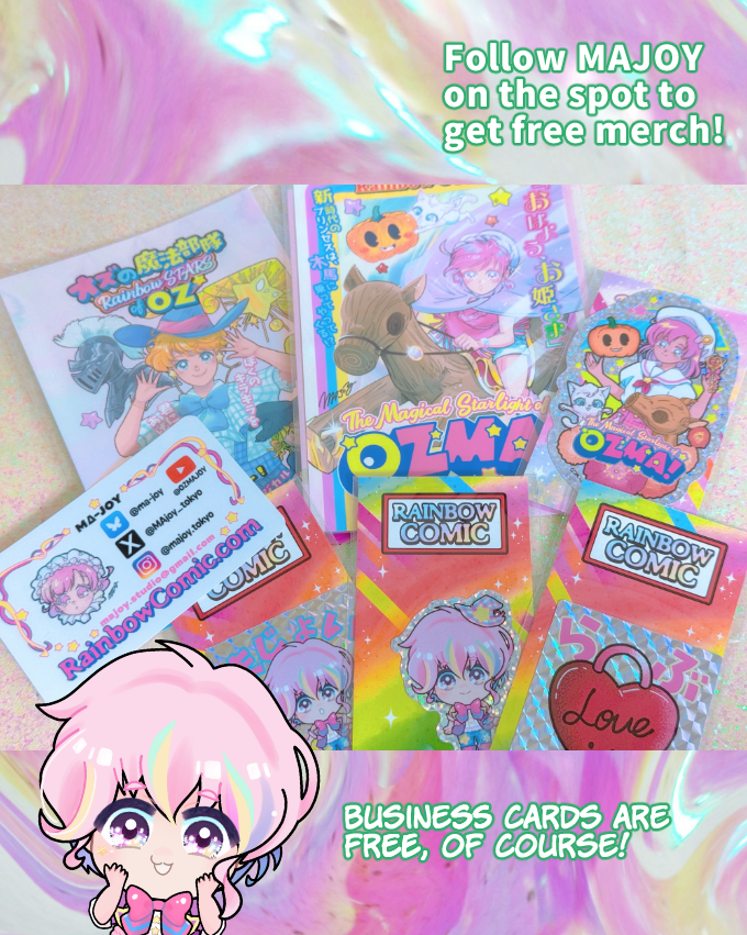 MAjoy_tokyo's tweet photo. ★Come see us at NY Comic Con 
and the GOMA Manga Exhibition! 2026★

Calling all magical girl fans in NY! 💖
I'm a manga artist planning a brand-new magical girl fantasy manga based on the "Fourteen Oz Books", and guess what? I'm coming to New York!
I’ll be showcasing my work at NY Comic Con and a gallery in Chelsea! If you follow me there, I’ll give you some free merch like stickers and postcards!
I'm bringing a book about magical girls to the gallery, so please come by and tell me who your favorite magical girl is!
There won't be anything for sale this time—just free gifts! So please don't be shy and come grab yours! My main goal is just to get to know you all and share my work with you.
If I have a moment on the spot, I'd love to draw a quick sketch for you as a gift, too! 🎨✨

About my career:
・Official manga artist debut with Kodansha
・Colorist for the Japanese edition of "Adventure Time" (2 volumes)
・Comic artist for a free "My Little Pony" booklet distributed at Toys "R" Us Japan
・Huge fan of American characters!

✨Check the images for more details! 🔍

Can’t wait to see you at NY Comic Con and the GOMA Manga Exhibition!✨

Goma Manga Exhibition：
NOTC Inc.（Notes on the Crises Office）
235 West 23d St., 4th Fl.
New York, NY 10011

#クリエイター支援基金 
#GOMA_PJ
#GOMAMANGAExihibition
#NYCC2026
