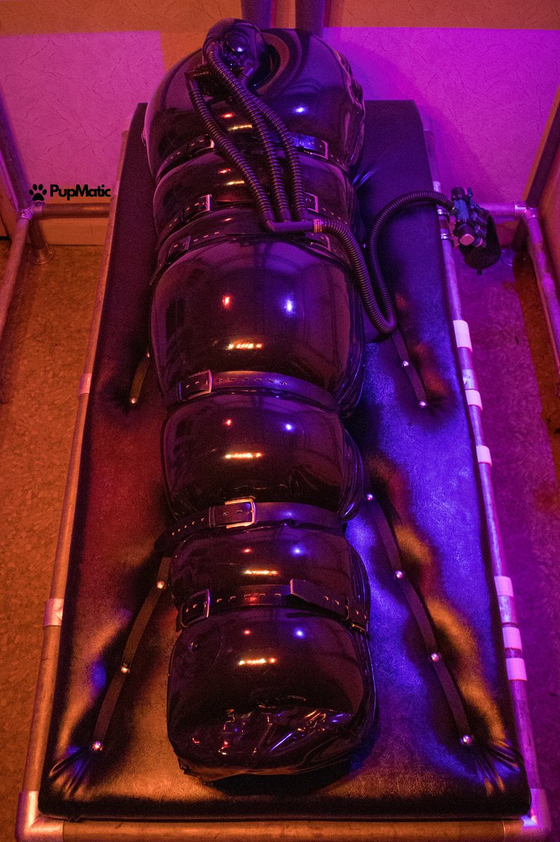 PupMatic's tweet photo. Entirely immobilized and sensory deprived, even what and when I get to breathe is no longer my decision.

Completely at the mercy of Janfrans and @Straitmaxx 

And loving every second of it! https://t.co/ChdLySpW2O