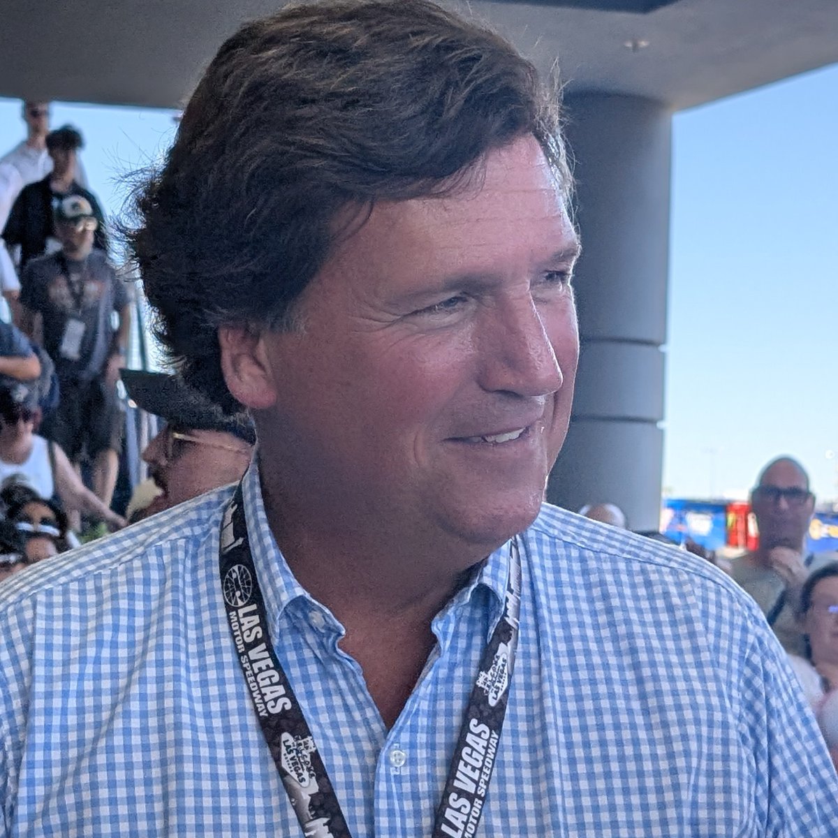 Jonathan_Fjeld's tweet photo. Tucker Carlson is at today's NASCAR Cup Series race at Las Vegas. https://t.co/m48kDbYVoI