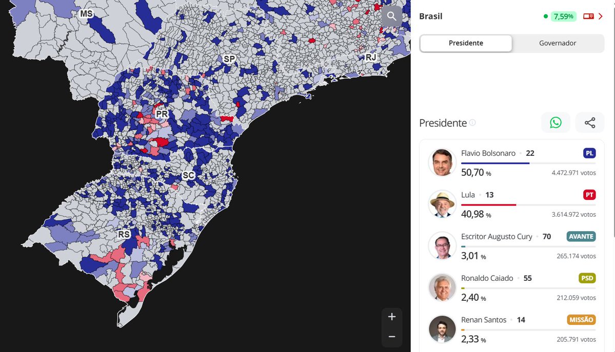 poloniofus's tweet photo. os votos do sul por enquanto, que lugar amaldiçoado https://t.co/AxzdGETdfL