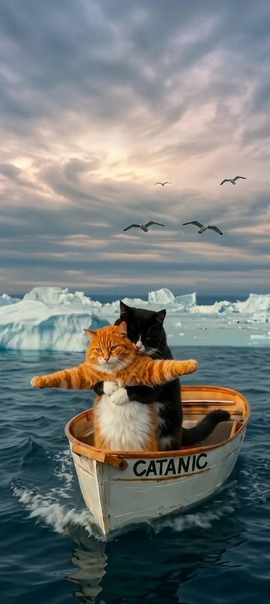 Moody_abstract's tweet photo. "I'll never let go, Jack..." 🐾💔
The ultimate cinematic phone wallpaper: CATANIC! 🚢🐱
🖼️ Slide 1: Full HD Wallpaper
📱 Slide 2: Phone Mockup Preview
📲 Save &amp; Bookmark this post for your phone lock screen!
#CatMemes #PhoneWallpaper #CatsOfX #LockScreen #Aesthetic https://t.co/A6QjA5Baub