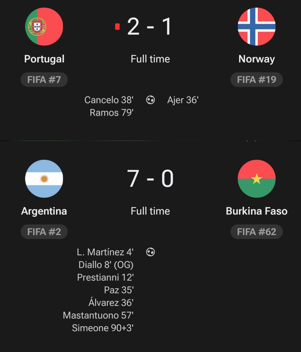 FootballerHQ's tweet photo. Portugal manage a narrow win without Cristiano Ronaldo 

Meanwhile Argentina score a big win without Lionel Messi https://t.co/OFhp56TZTX