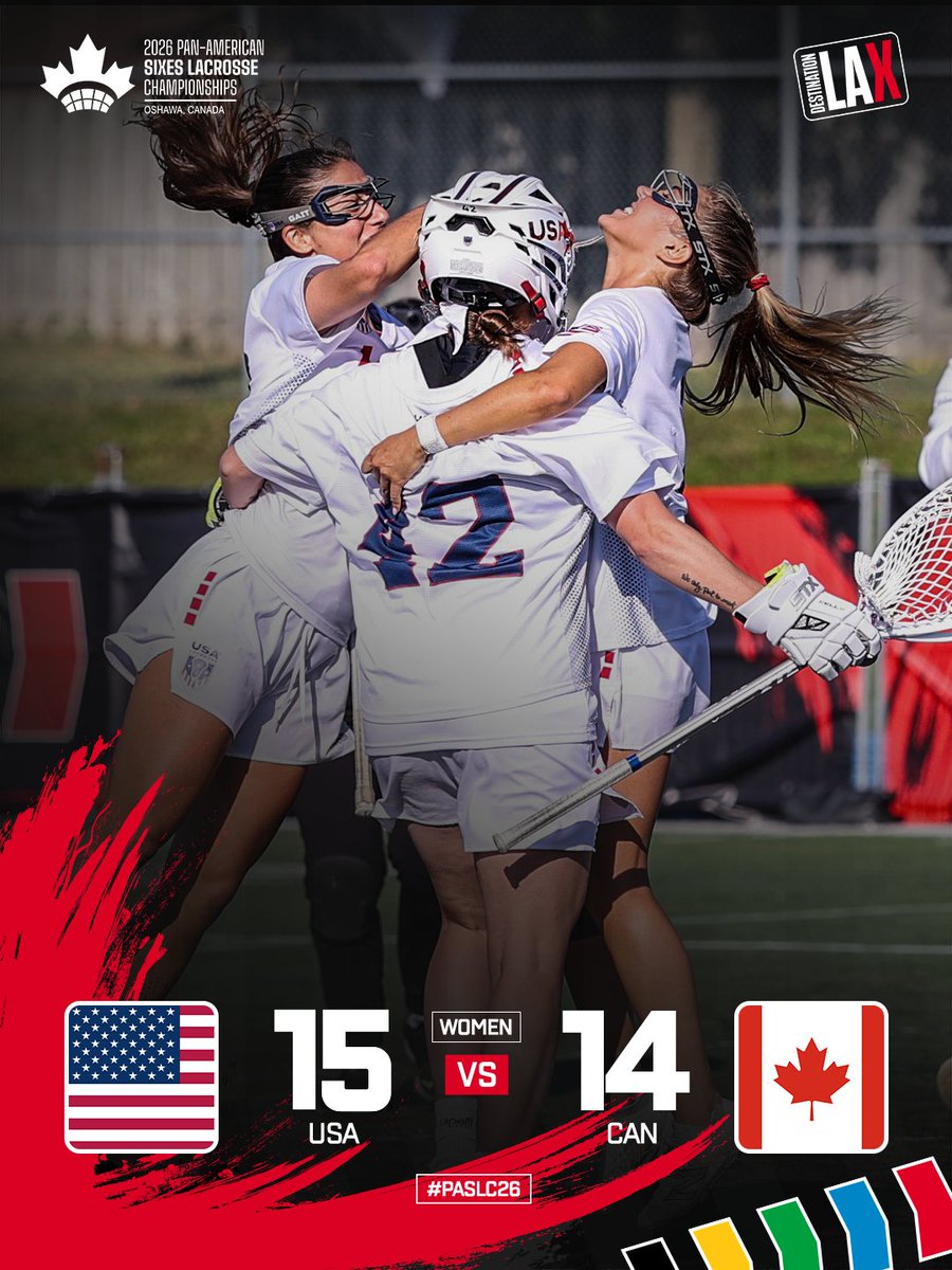 WorldLacrosse's tweet photo. Sixes at its very best 😍

Never more than two goals between them all day.

Congratulations USA 🥇🇺🇸

#PASLC26 #Lacrosse https://t.co/G7iw9tu3yd