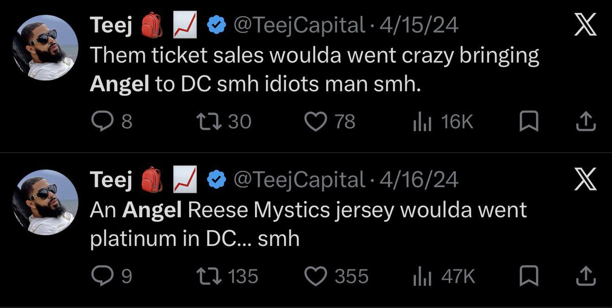 TeejCapital's tweet photo. Mystics a retarded organization for not drafting Angel Reese. https://t.co/cFxXw2lHSm