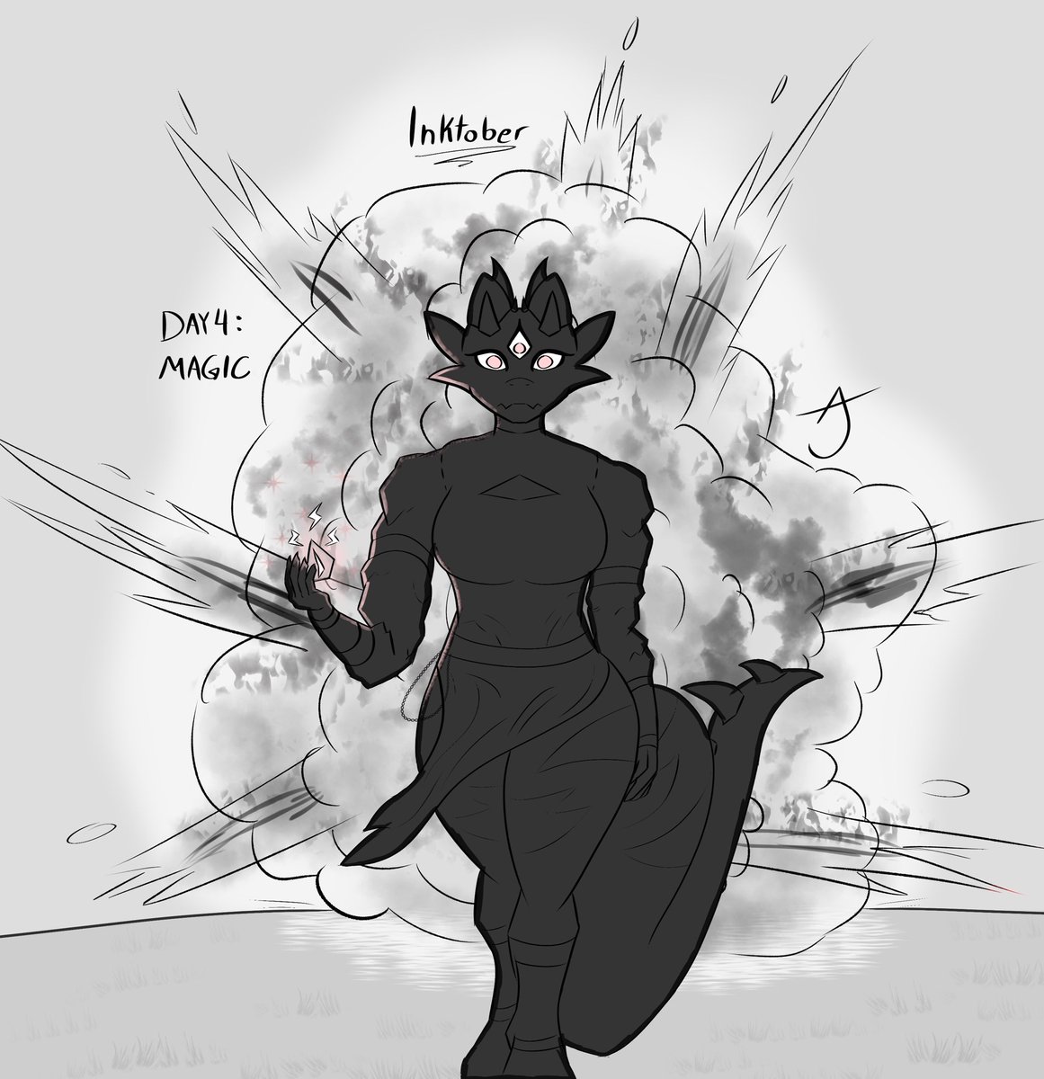 AroJaper's tweet photo. Inktober day 4: Magic! Who doesn’t like explosions? With a bit of magic, anything’s possible! 

#Inktober  #Inktober26  #VGtober26 https://t.co/gz3MUtMqLM
