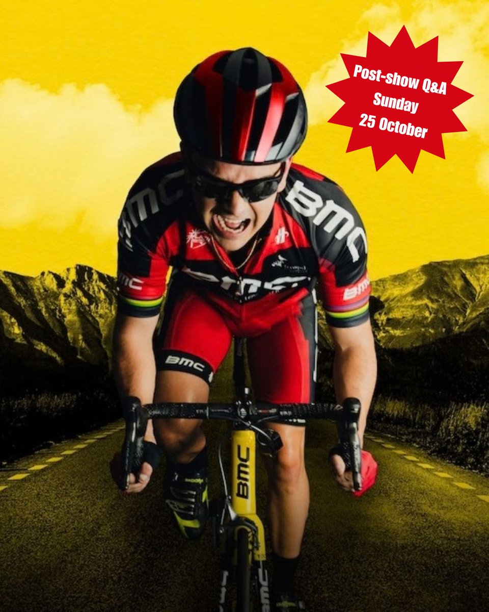 TerriPaddock's tweet photo. NEW Q&amp;A!

🚴‍♂️ Performed entirely on a bicycle, @cadeltheplay captures the drive and determination of Cadel Evans in his inspiring true story as the first Australian to win the Tour de France.

🎟️ Join me at @RiversideLondon on Sun 25 Oct. 

https://t.co/37NoS389Oy #LondonTheatre https://t.co/1nu4vceNbv