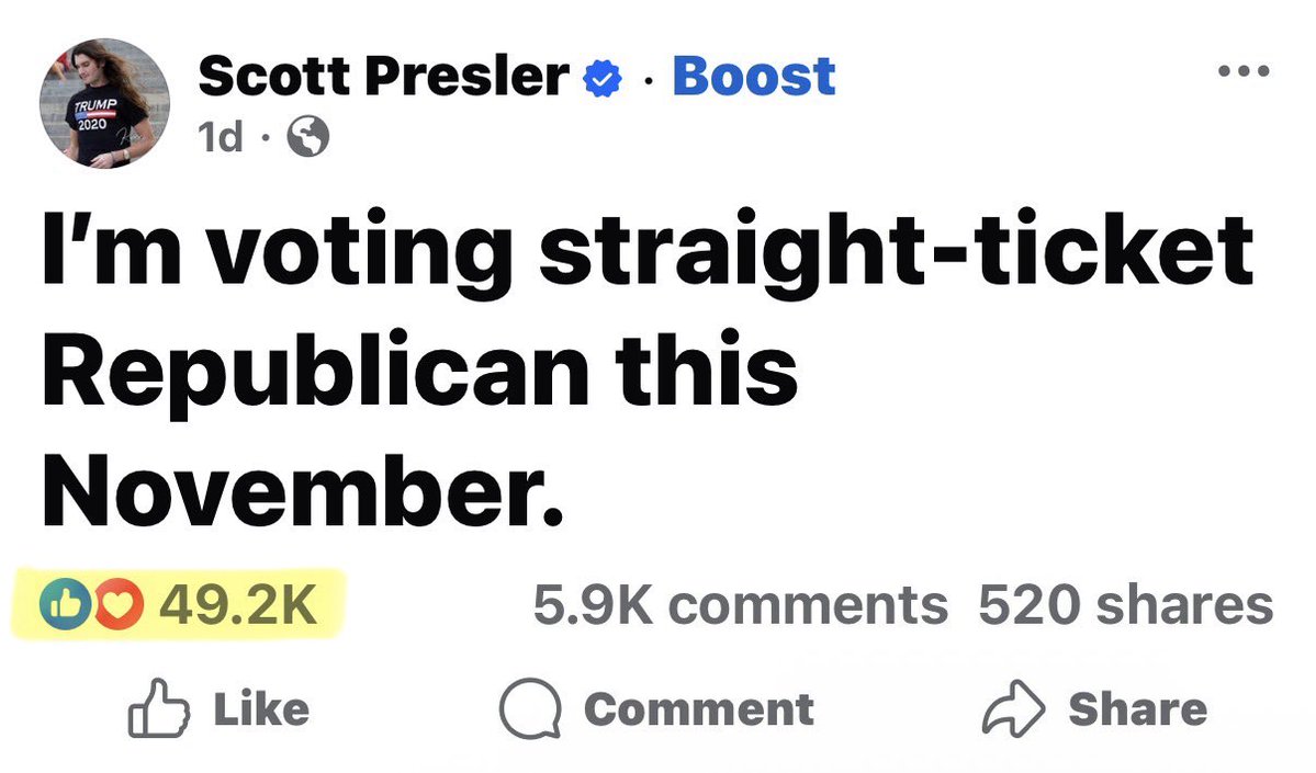 ScottPresler's tweet photo. 49,000 votes could be the difference between Republicans keeping the House or not. 

I’m using every platform I have to help drive out Republican voters. https://t.co/8wHyxIoGwN