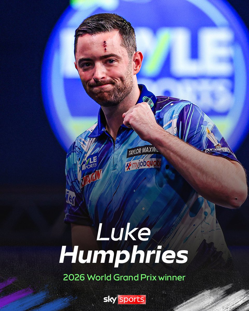 SkySportsDarts's tweet photo. Luke Humphries comes back from three sets down to win the 2026 World Grand Prix! 🏆 https://t.co/9uWMoy4Wai